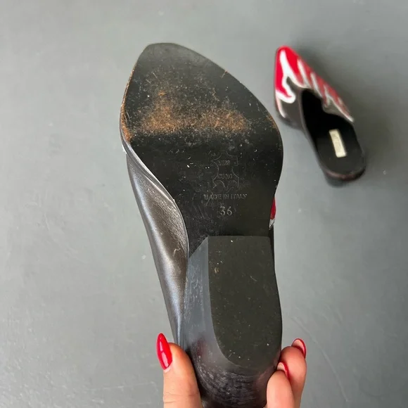 Vintage Genuine Leather Flame Mules Western Boot - Picture 5 of 5